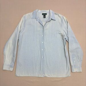 Lauren Jean Co. Ralph Lauren Women's Light Blue Button Down Shirt Size Large